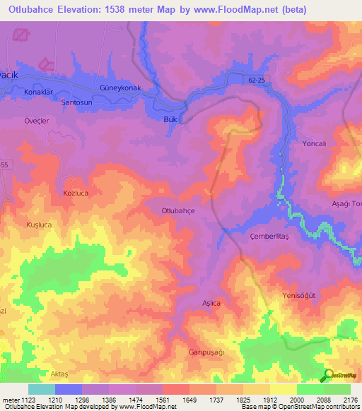 Otlubahce,Turkey Elevation Map