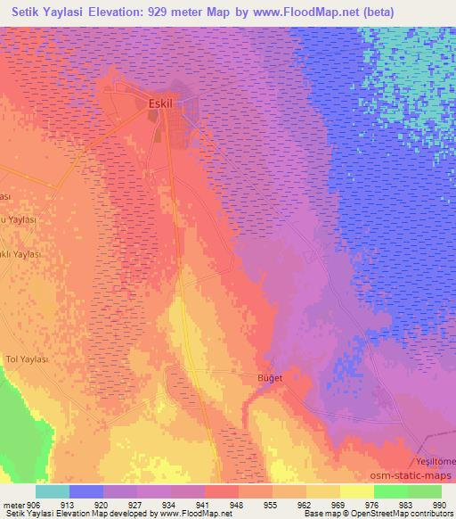 Setik Yaylasi,Turkey Elevation Map