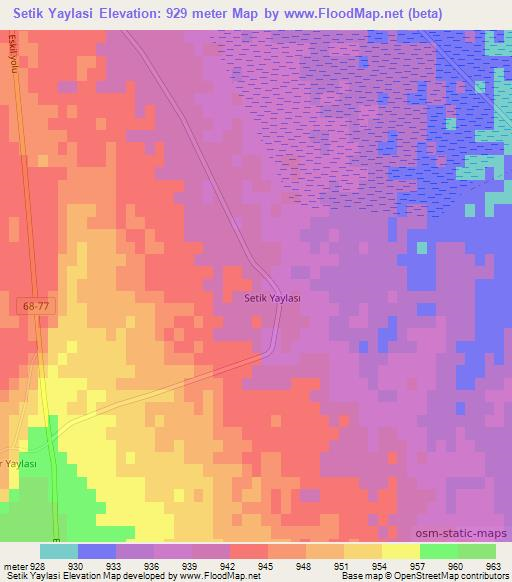 Setik Yaylasi,Turkey Elevation Map