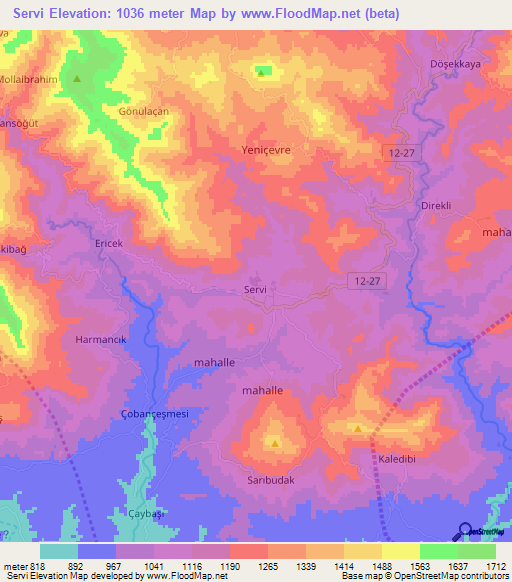 Servi,Turkey Elevation Map