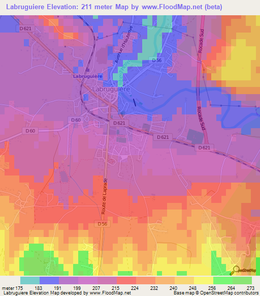 Labruguiere,France Elevation Map