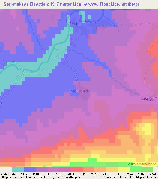Serpmekaya,Turkey Elevation Map