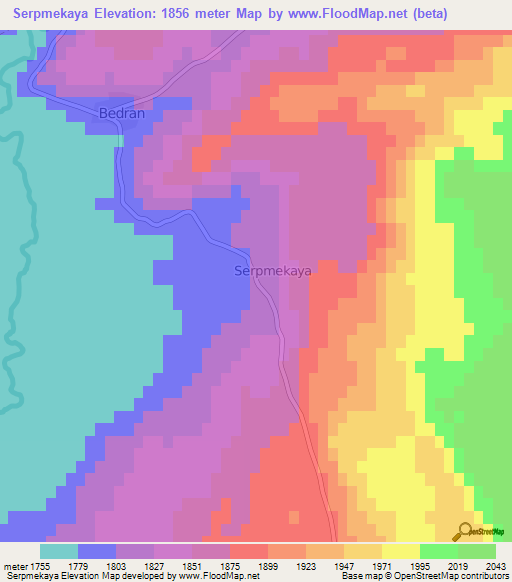 Serpmekaya,Turkey Elevation Map