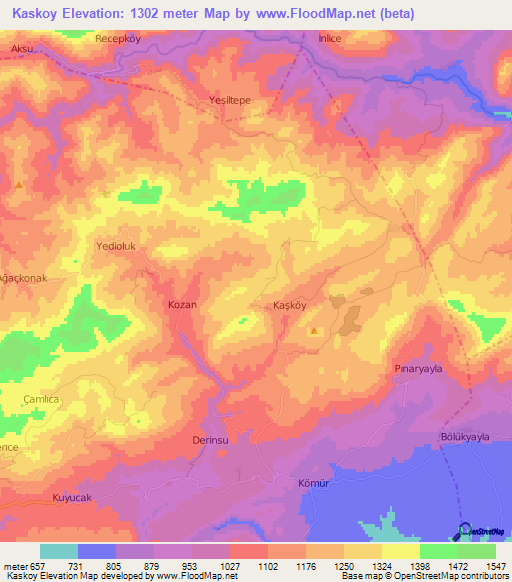 Kaskoy,Turkey Elevation Map