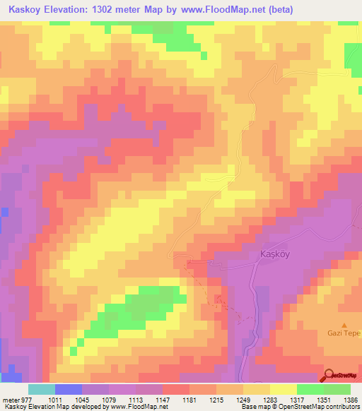 Kaskoy,Turkey Elevation Map