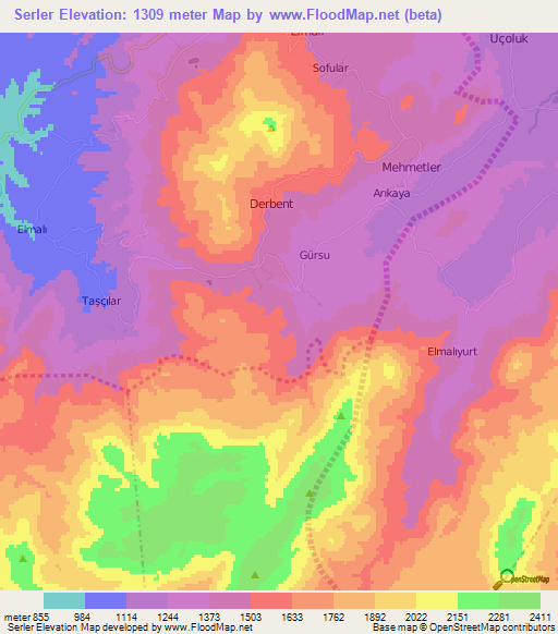 Serler,Turkey Elevation Map