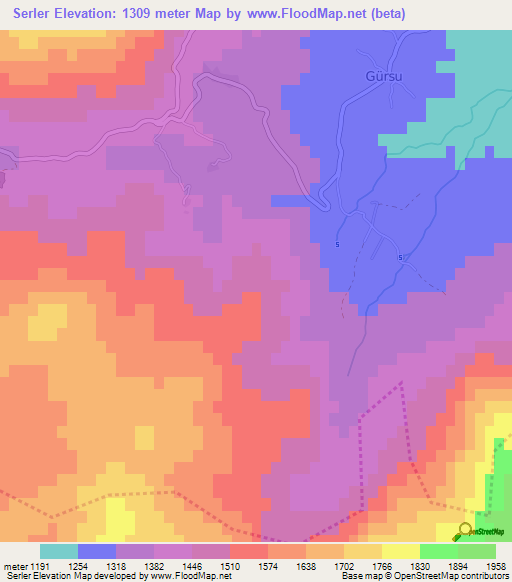 Serler,Turkey Elevation Map