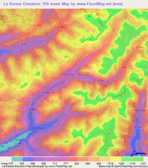 La Bresse,France Elevation Map