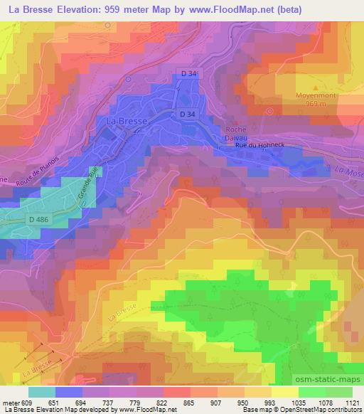 La Bresse,France Elevation Map