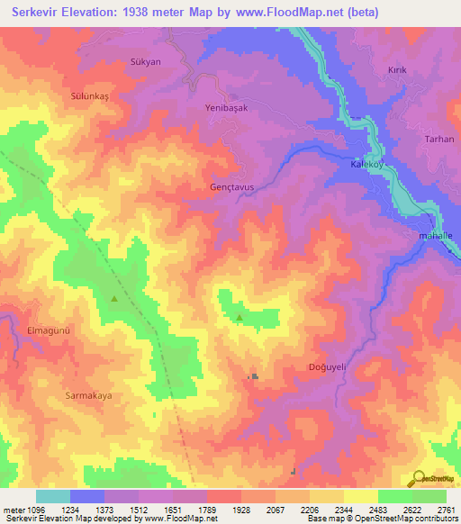 Serkevir,Turkey Elevation Map