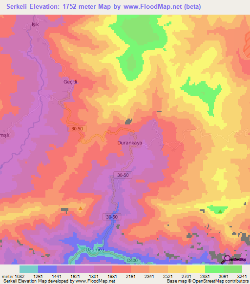 Serkeli,Turkey Elevation Map