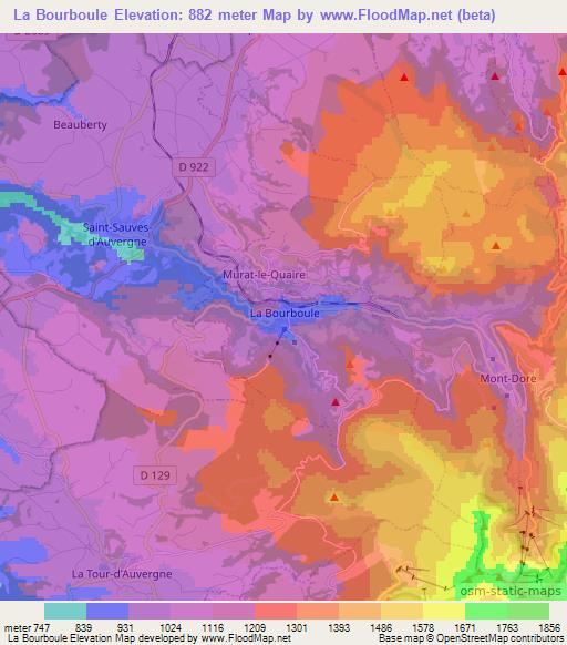 La Bourboule,France Elevation Map