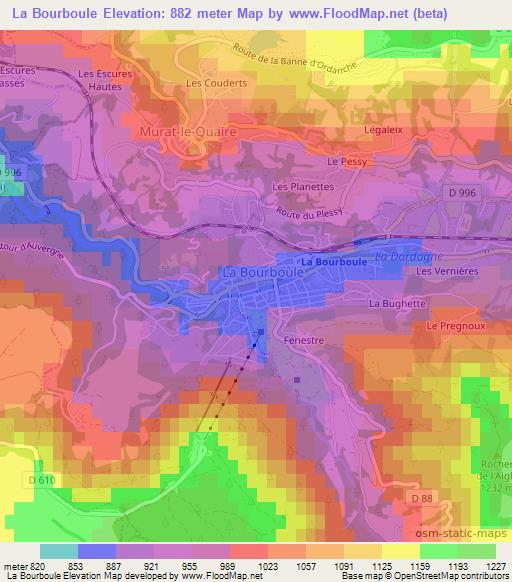 La Bourboule,France Elevation Map