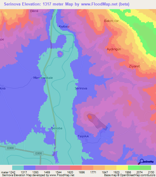 Serinova,Turkey Elevation Map