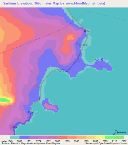 Sarikum,Turkey Elevation Map