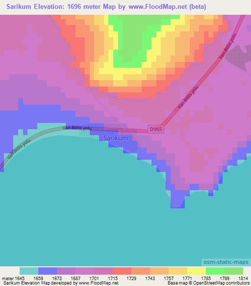 Sarikum,Turkey Elevation Map