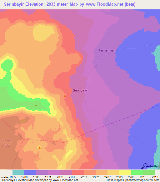 Serinbayir,Turkey Elevation Map