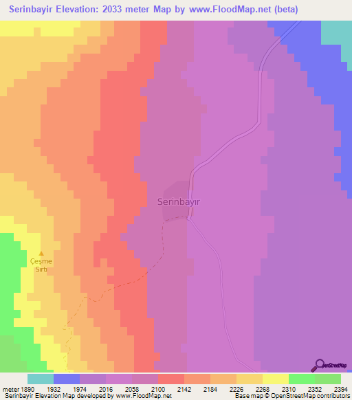 Serinbayir,Turkey Elevation Map