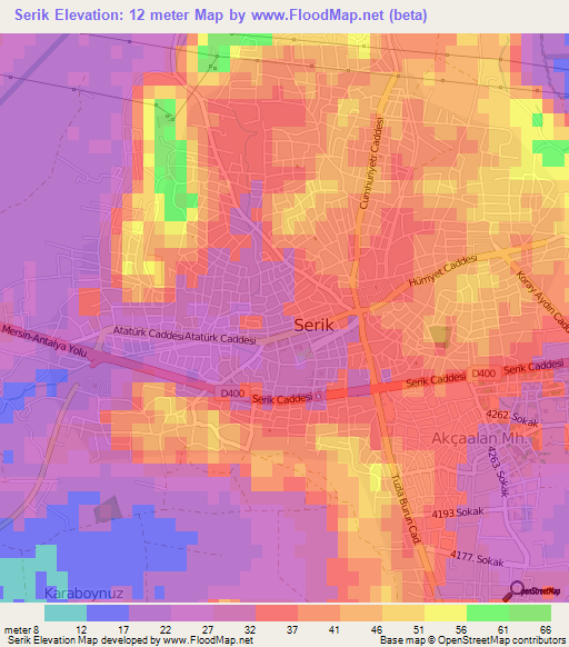 Serik,Turkey Elevation Map