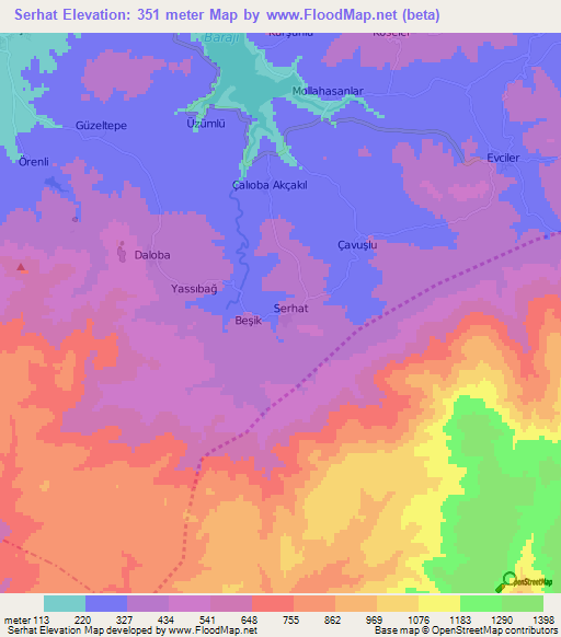 Serhat,Turkey Elevation Map