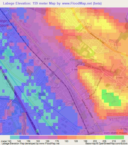 Labege,France Elevation Map