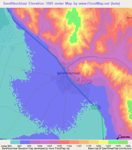 Sereflikochisar,Turkey Elevation Map