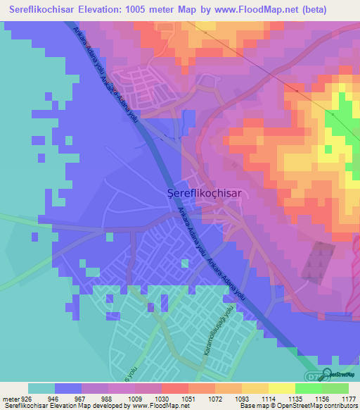 Sereflikochisar,Turkey Elevation Map