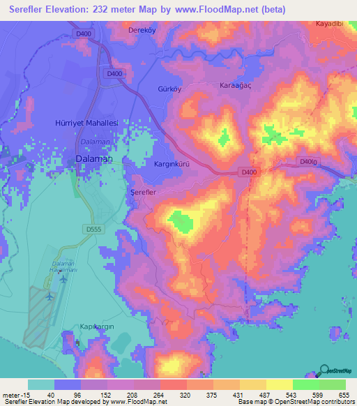 Serefler,Turkey Elevation Map