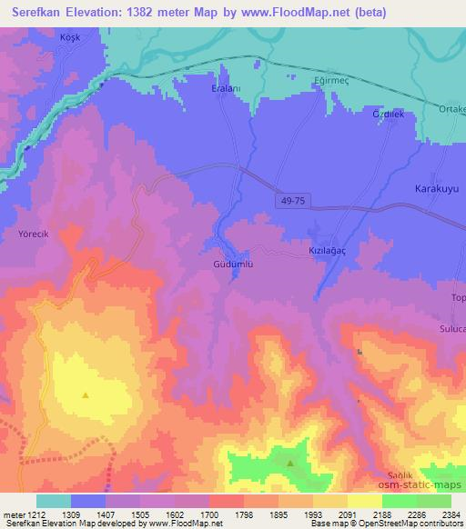 Serefkan,Turkey Elevation Map