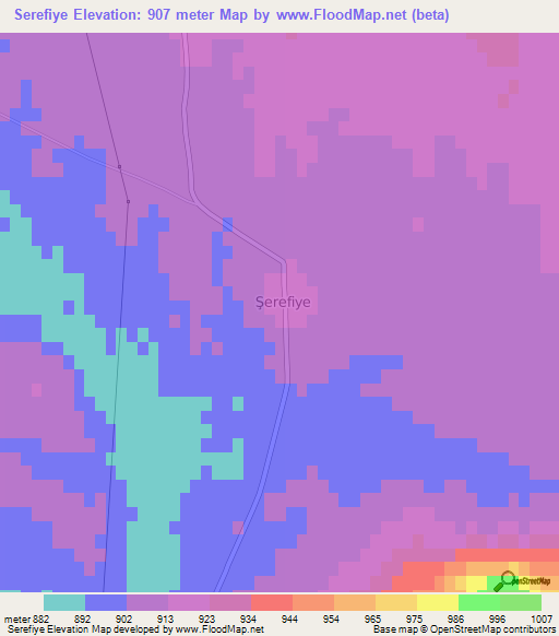 Serefiye,Turkey Elevation Map