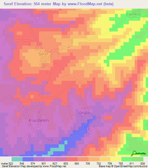 Seref,Turkey Elevation Map