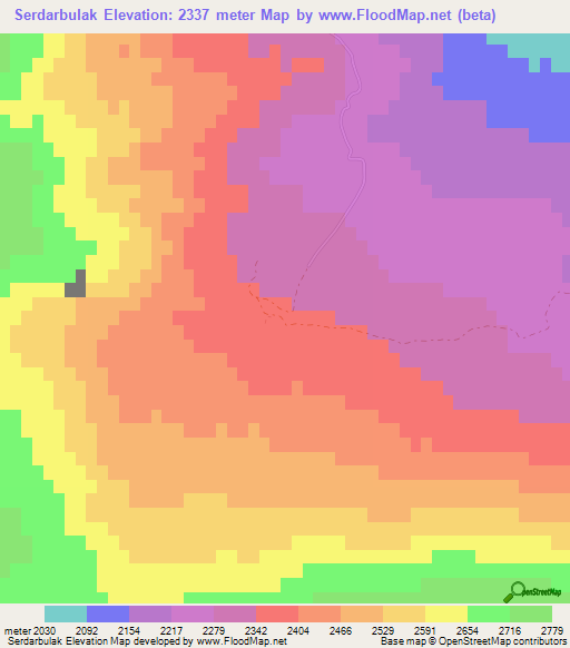 Serdarbulak,Turkey Elevation Map