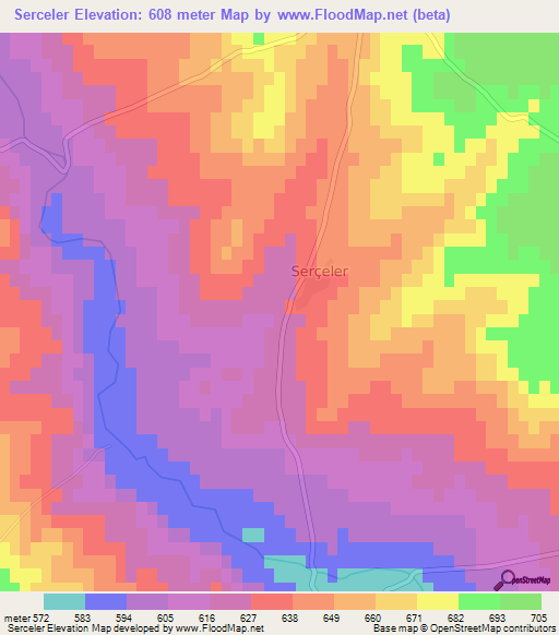 Serceler,Turkey Elevation Map