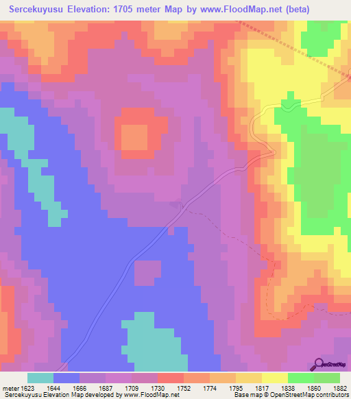 Sercekuyusu,Turkey Elevation Map