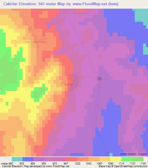 Cakirlar,Turkey Elevation Map