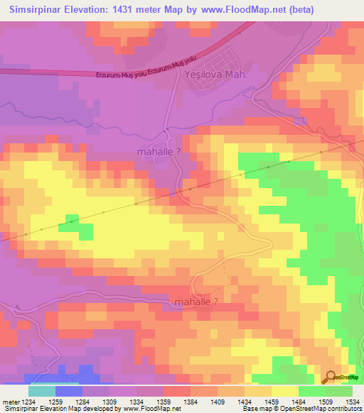 Simsirpinar,Turkey Elevation Map