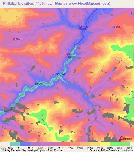 Kirikdag,Turkey Elevation Map