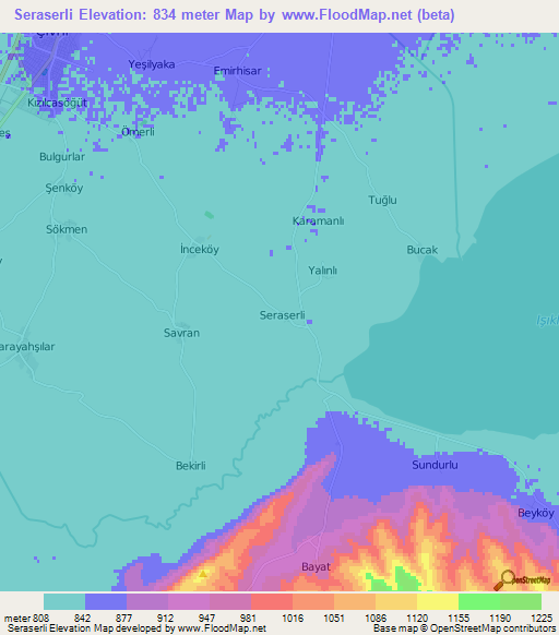 Seraserli,Turkey Elevation Map