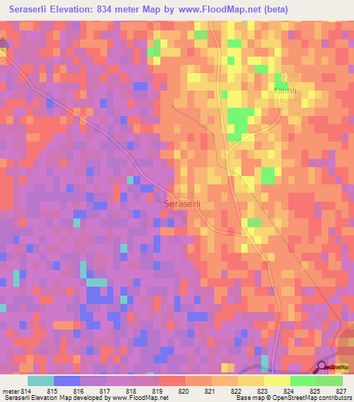 Seraserli,Turkey Elevation Map