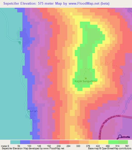 Sepetciler,Turkey Elevation Map