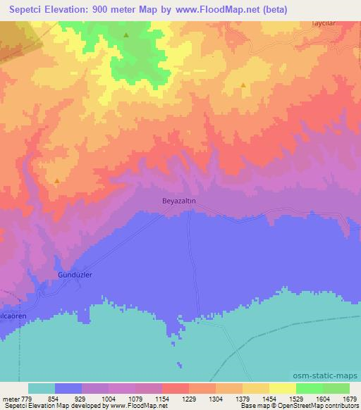 Sepetci,Turkey Elevation Map