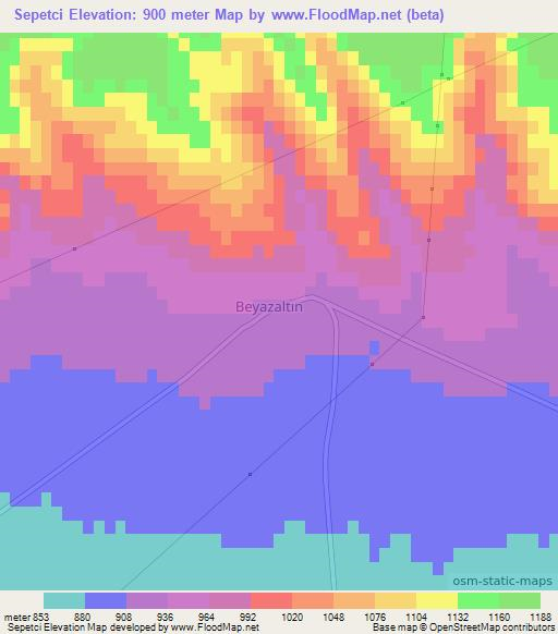 Sepetci,Turkey Elevation Map