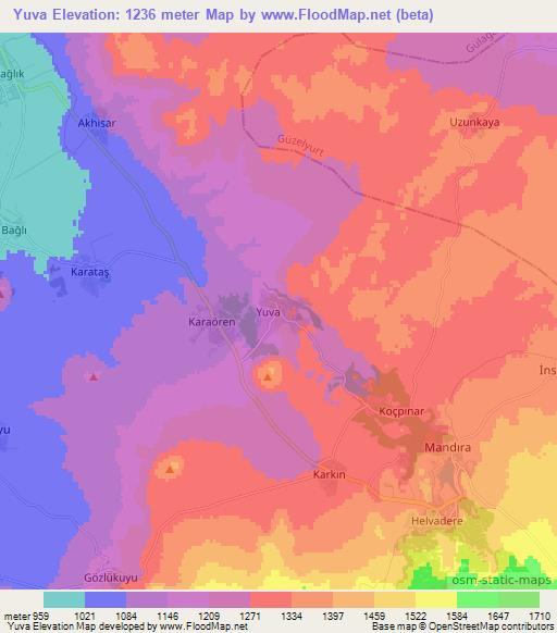 Yuva,Turkey Elevation Map