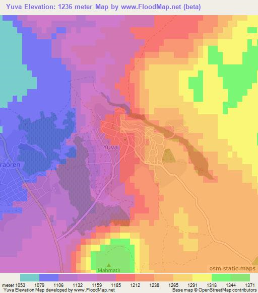 Yuva,Turkey Elevation Map