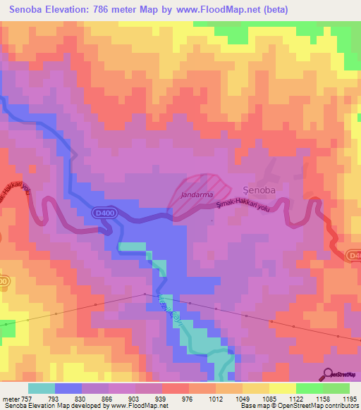 Senoba,Turkey Elevation Map