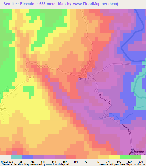 Senlikce,Turkey Elevation Map