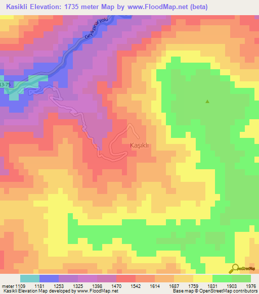 Kasikli,Turkey Elevation Map