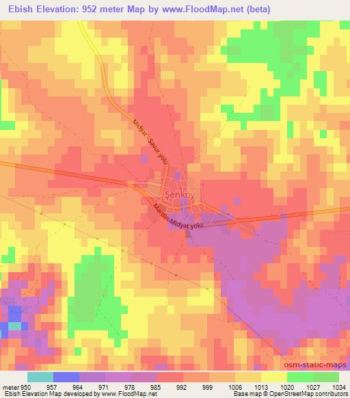 Ebish,Turkey Elevation Map