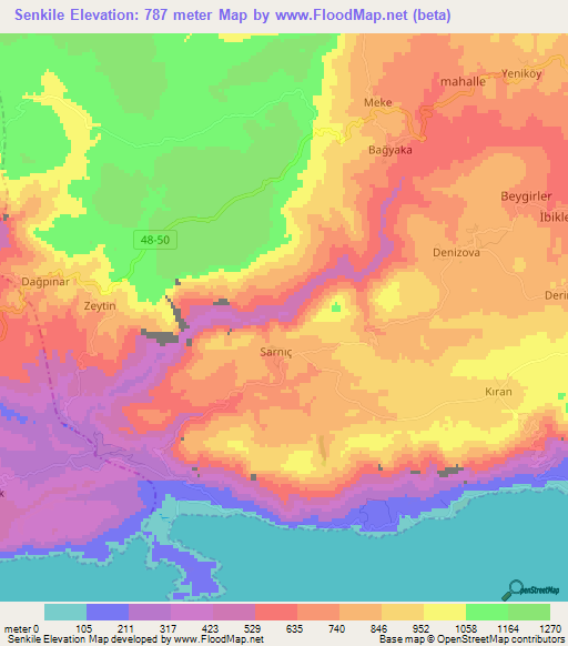 Senkile,Turkey Elevation Map