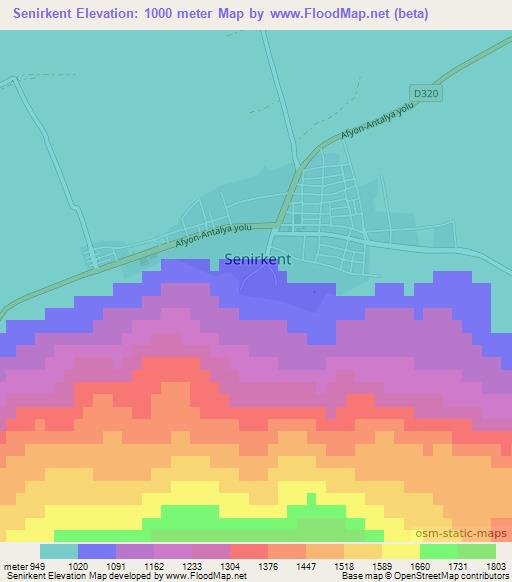 Senirkent,Turkey Elevation Map